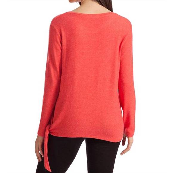 NEW FRENCH KYSS ellie side tie kashmira sweater in coral - Picture 2 of 3